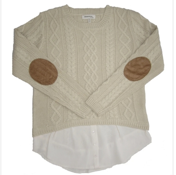 COPY - Monteau Cable Knit Elbow Patch Layered Sweater - Picture 3 of 11